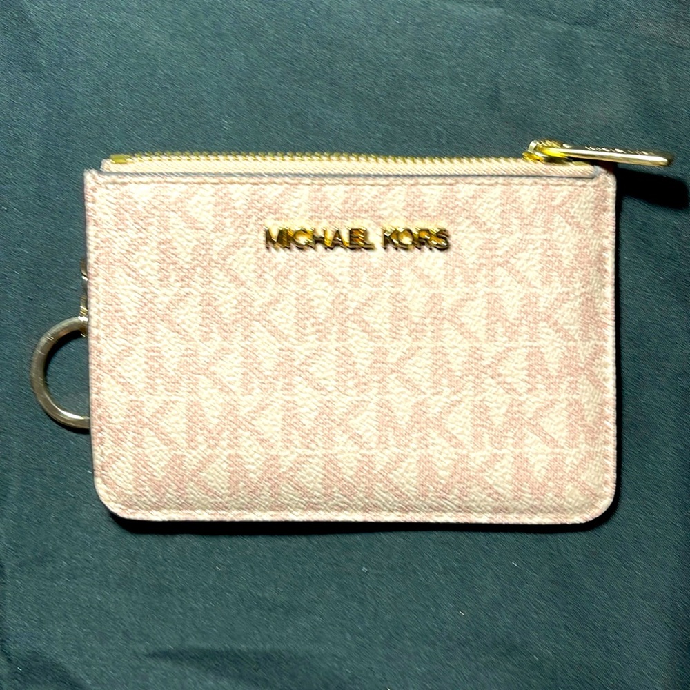 Michael Kors card holder/small wallet with key chain.